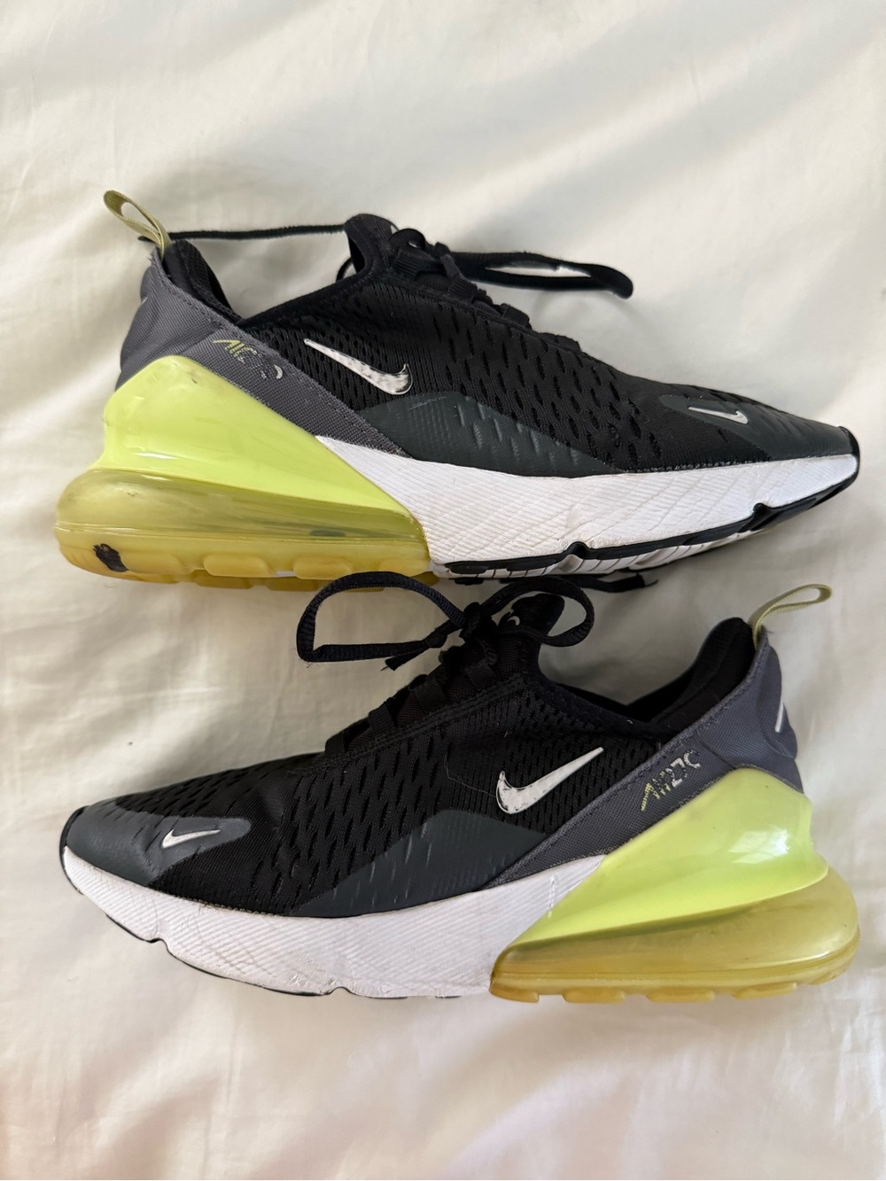 Nike Kids Air Max 270 Black, Gray & Volt Sneakers